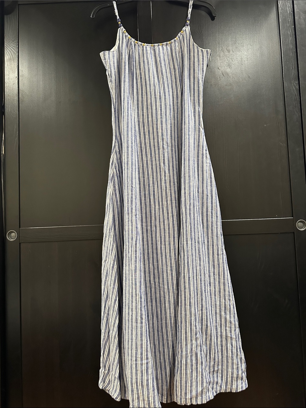 Calypso St. Barth Blue and White Striped Maxi Sundress